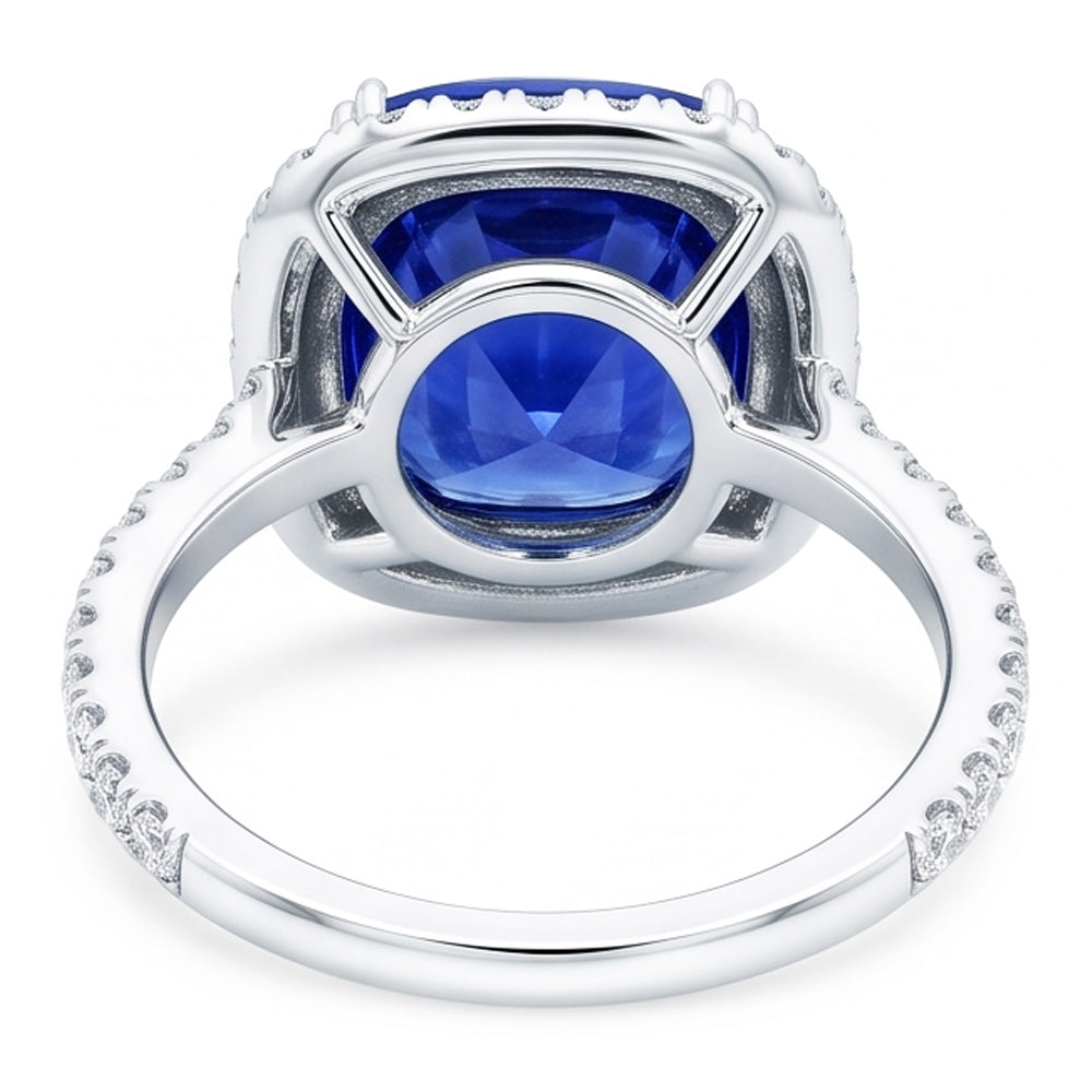 Blue Sapphire Double Halo Ring Gold 14K Natural Earth Mined Diamond Jewelry 5 Carats