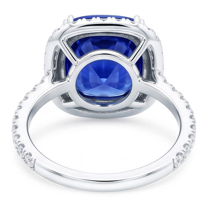 Blue Sapphire Double Halo Ring Gold 14K Natural Earth Mined Diamond Jewelry 5 Carats