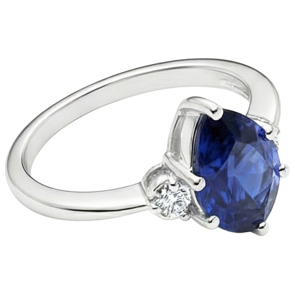 Blue Sapphire Engagement Ring 3 Stones Natural Earth Mined Diamond Pear Cut 3.50 Carats