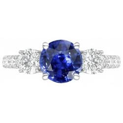 Blue Sapphire Engagement Ring 4.50 Carats Round Brilliant Cut Natural Earth Mined Diamonds