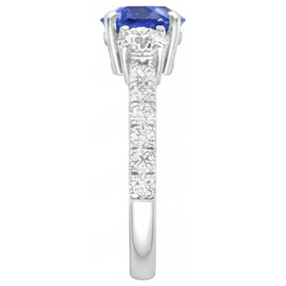 Blue Sapphire Engagement Ring 4.50 Carats Round Brilliant Cut Natural Earth Mined Diamonds