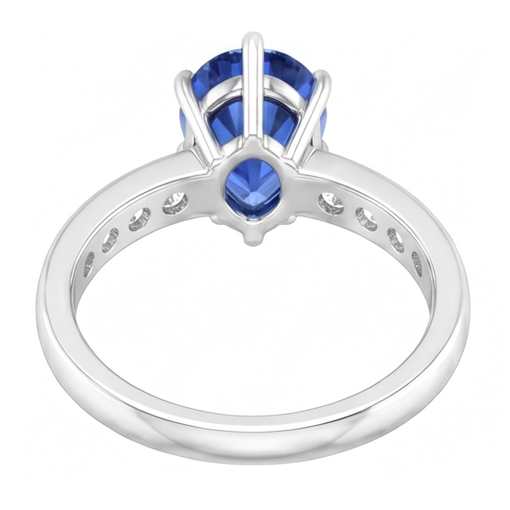 Blue Sapphire Engagement Ring Channel Set Natural Earth Mined Diamond Accents 3.50 Carats