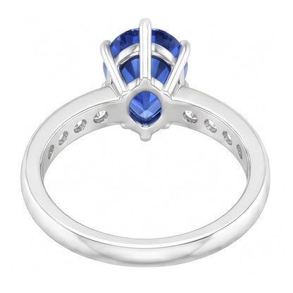Blue Sapphire Engagement Ring Channel Set Natural Earth Mined Diamond Accents 3.50 Carats
