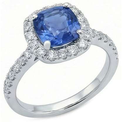 Natural Real ( Not Lab Grown )  Blue Sapphire Engagement Ring