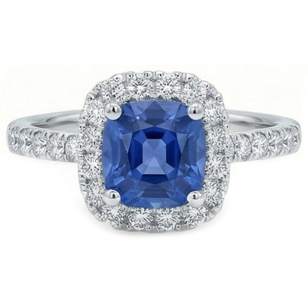 Natural Real ( Not Lab Grown )  Blue Sapphire Engagement Ring