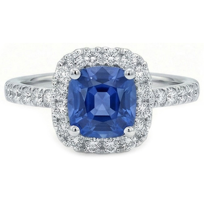 Natural Real ( Not Lab Grown )  Blue Sapphire Engagement Ring
