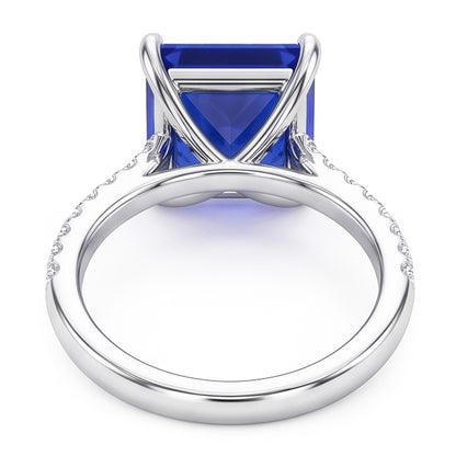 Blue Sapphire Engagement Ring With Pave Natural Earth Mined Diamond Accents 6 Carats