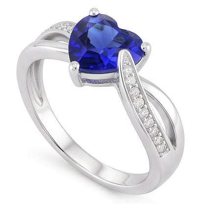 Blue Sapphire Engagement Ring & Natural Earth Mined Diamonds 2 Carats Gold