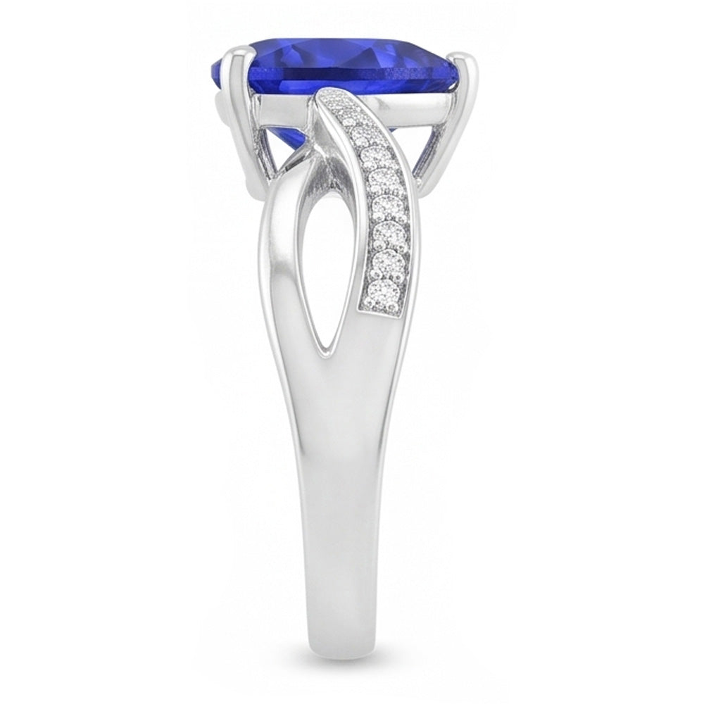 Blue Sapphire Engagement Ring & Natural Earth Mined Diamonds 2 Carats Gold