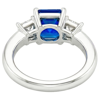 Blue Sapphire Gemstone Ring 2.50 Carats Sparkling Radiant Natural Earth Mined Diamonds