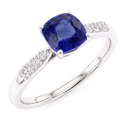 Blue Sapphire Gemstone Ring White Gold 14K Natural Earth Mined Diamonds 2.50 Carats