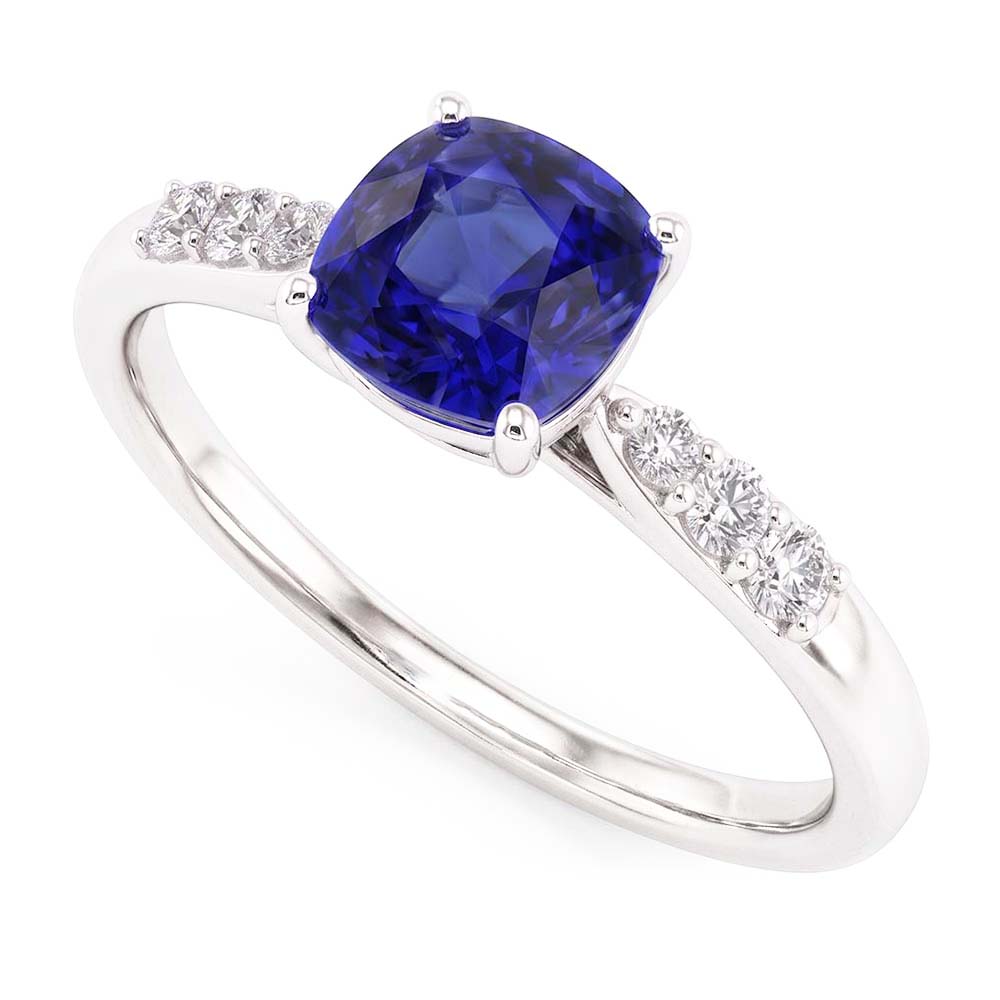 Blue Sapphire Gemstone Ring White Gold 14K Natural Earth Mined Diamonds 2.50 Carats