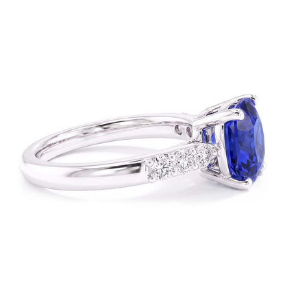 Blue Sapphire Gemstone Ring White Gold 14K Natural Earth Mined Diamonds 2.50 Carats