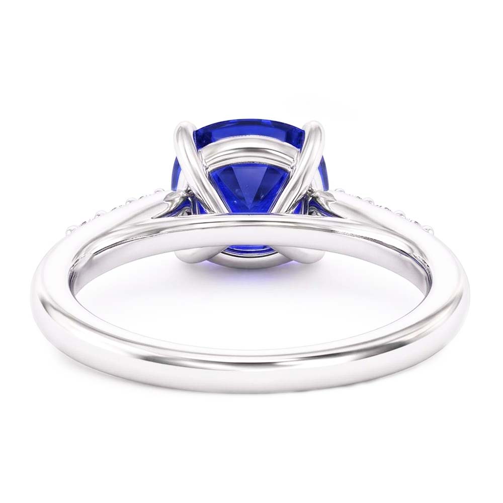 Blue Sapphire Gemstone Ring White Gold 14K Natural Earth Mined Diamonds 2.50 Carats