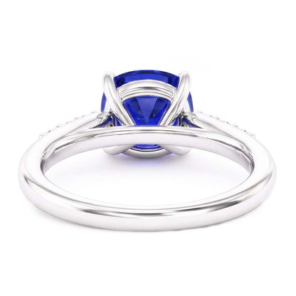 Blue Sapphire Gemstone Ring White Gold 14K Natural Earth Mined Diamonds 2.50 Carats