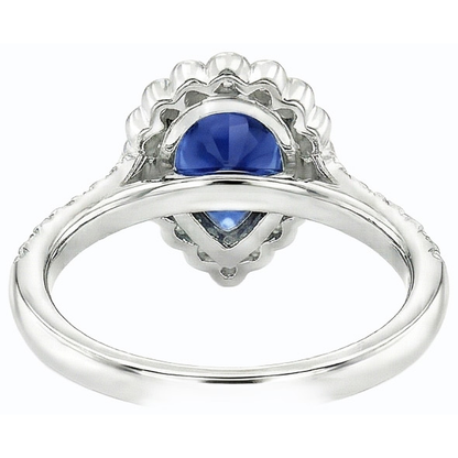 Blue Sapphire Halo Engagement Ring & Round Natural Earth Mined Diamonds 3.50 Carats