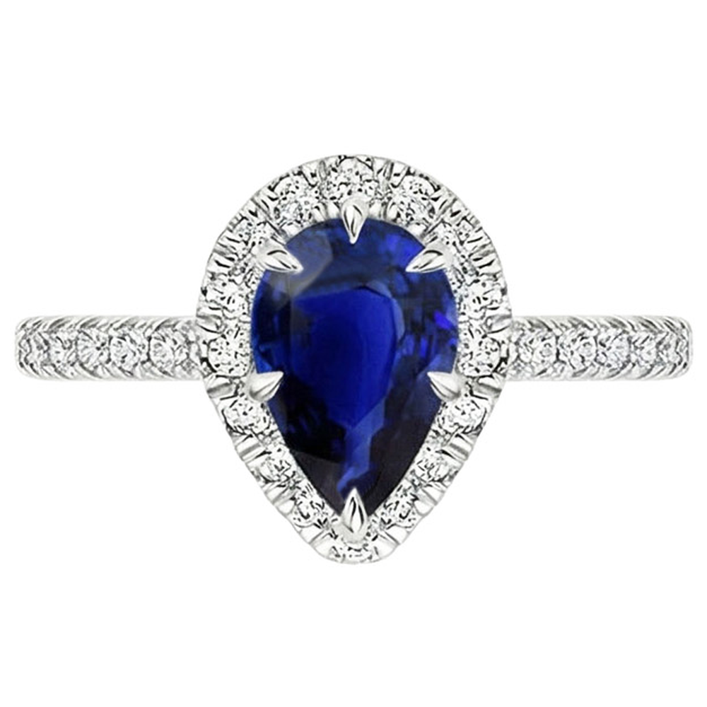 natural round sapphire 5.50ct ring top view