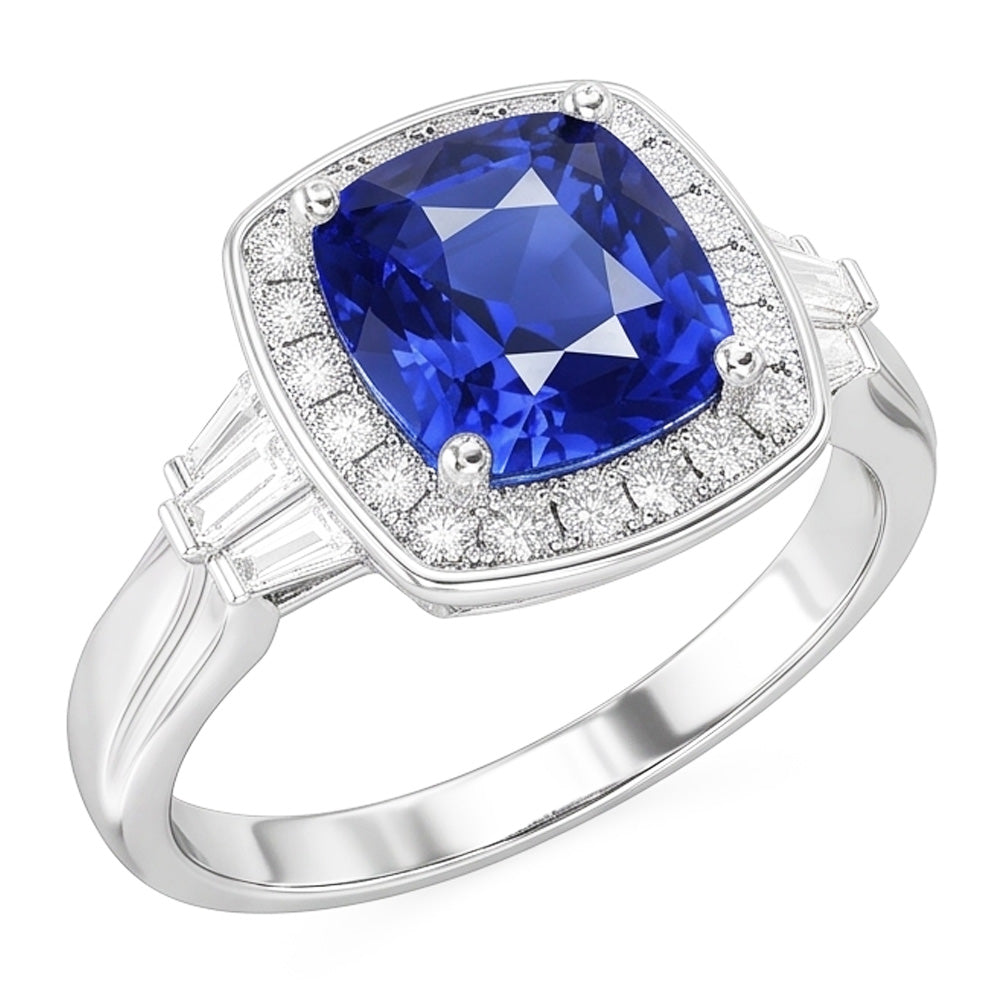 Blue Sapphire Jewelry And Natural Earth Mined Diamond Ring