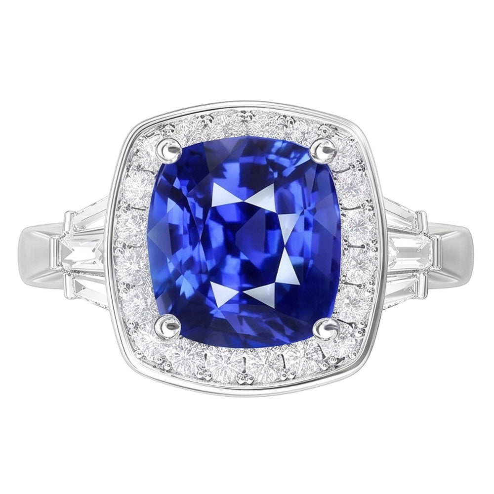 Blue Sapphire Jewelry And Natural Earth Mined Diamond Ring