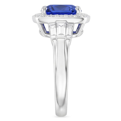 Blue Sapphire Jewelry And Natural Earth Mined Diamond Ring