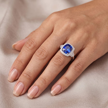 Blue Sapphire Jewelry And Natural Earth Mined Diamond Ring