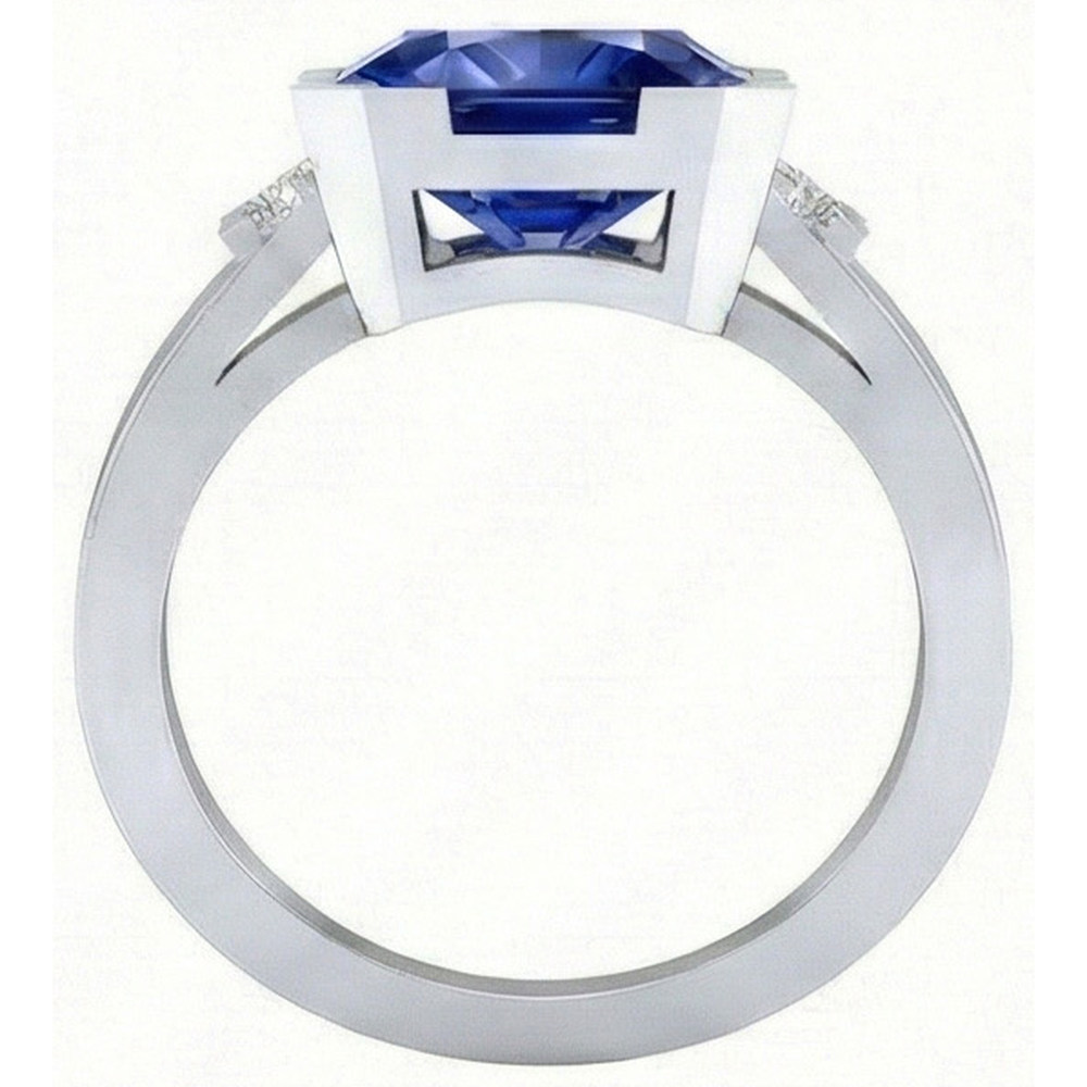 Blue Sapphire Mens Ring 4 Carats Bar Set Gold Princess IGI CERTIFIED Diamonds