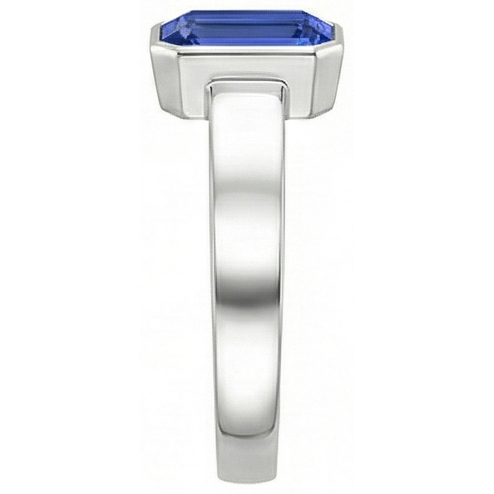 Natural Real ( Not Lab Grown )  Blue Sapphire Mens Ring Solitaire Bezel Set Emerald 3 Ct Thick Shank
