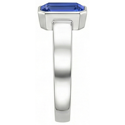Natural Real ( Not Lab Grown )  Blue Sapphire Mens Ring Solitaire Bezel Set Emerald 3 Ct Thick Shank