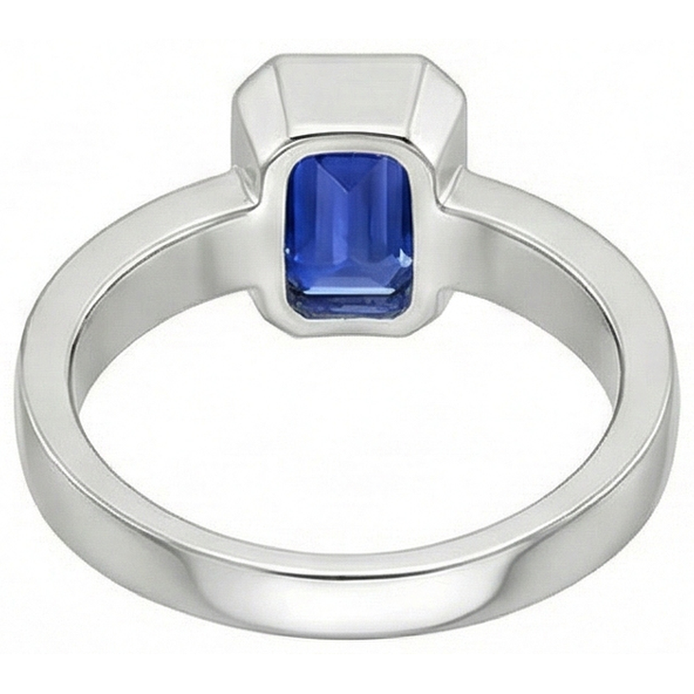 Natural Real ( Not Lab Grown )  Blue Sapphire Mens Ring Solitaire Bezel Set Emerald 3 Ct Thick Shank