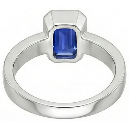 Natural Real ( Not Lab Grown )  Blue Sapphire Mens Ring Solitaire Bezel Set Emerald 3 Ct Thick Shank