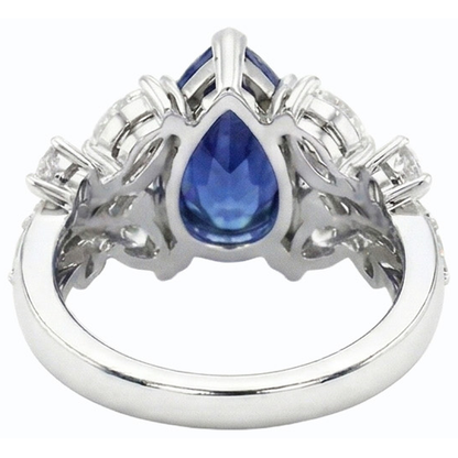 Blue Sapphire Natural Earth Mined Diamond Cocktail Ring