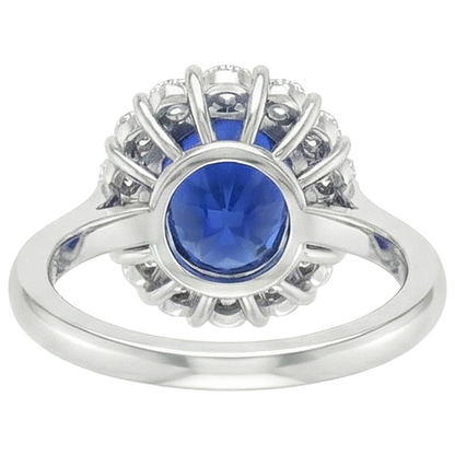 Blue Sapphire Natural Earth Mined Diamond Engagement Ring Oval Ceylon Gemstone 9.25 Carats