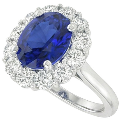 Blue Sapphire Natural Earth Mined Diamond Engagement Ring Oval Ceylon Gemstone 9.25 Carats