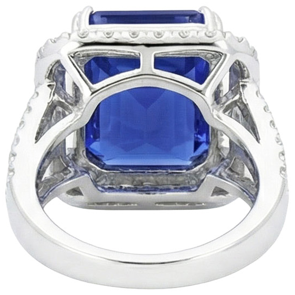 Blue Sapphire IGI CERTIFIED Diamond Halo Engagement Ring 6.50 Carats Gold 14K
