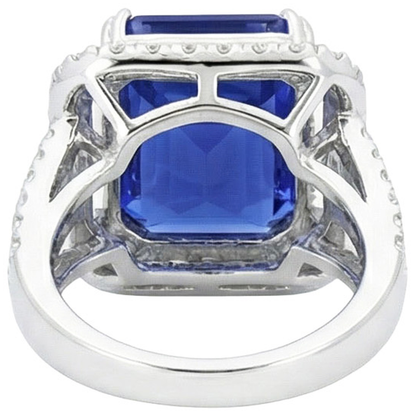 Blue Sapphire IGI CERTIFIED Diamond Halo Engagement Ring 6.50 Carats Gold 14K
