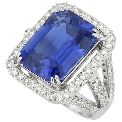 Blue Sapphire IGI CERTIFIED Diamond Halo Engagement Ring 6.50 Carats Gold 14K