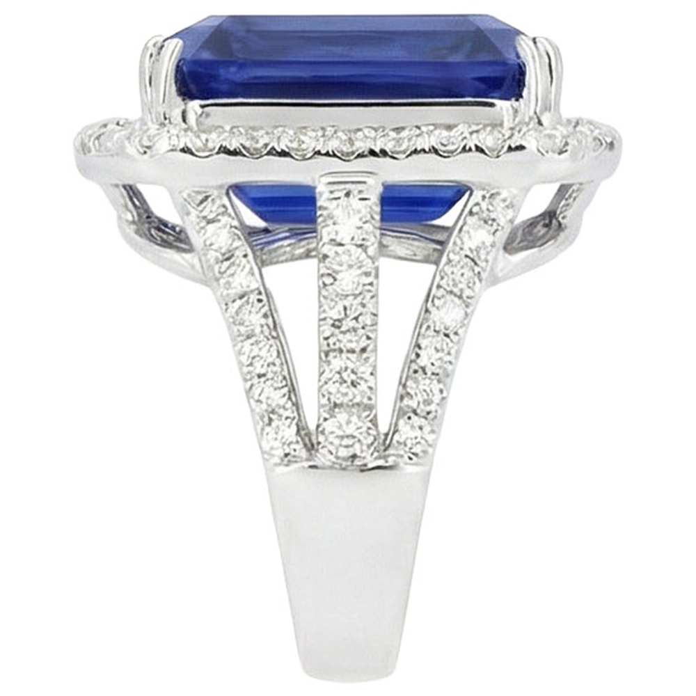 Blue Sapphire IGI CERTIFIED Diamond Halo Engagement Ring 6.50 Carats Gold 14K