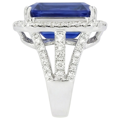 Blue Sapphire IGI CERTIFIED Diamond Halo Engagement Ring 6.50 Carats Gold 14K