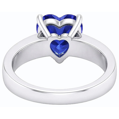 Blue Sapphire Natural Earth Mined Diamond Ring Heart Cut Gemstone Gold 14K 2.50 Carats