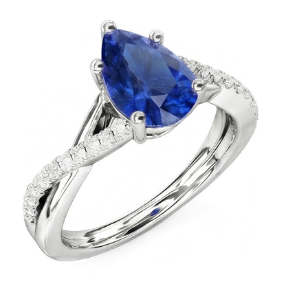 Blue Sapphire Natural Earth Mined Diamond Wedding Ring Jewelry Twist Style 2.50 Carats