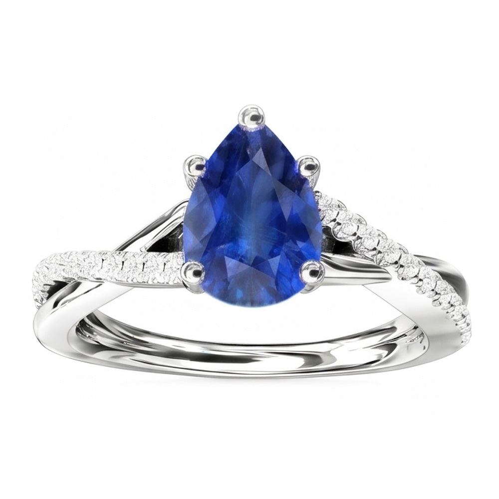 Blue Sapphire Natural Earth Mined Diamond Wedding Ring Jewelry Twist Style 2.50 Carats