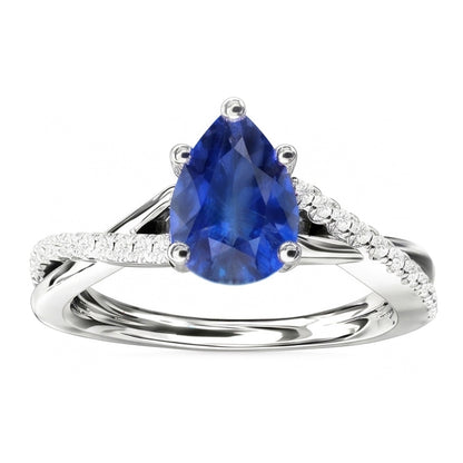 Blue Sapphire Natural Earth Mined Diamond Wedding Ring Jewelry Twist Style 2.50 Carats