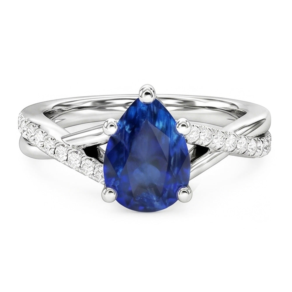 Blue Sapphire Natural Earth Mined Diamond Wedding Ring Jewelry Twist Style 2.50 Carats