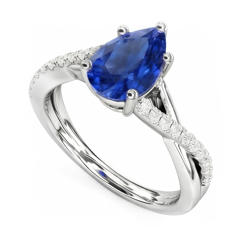 Blue Sapphire Natural Earth Mined Diamond Wedding Ring Jewelry Twist Style 2.50 Carats