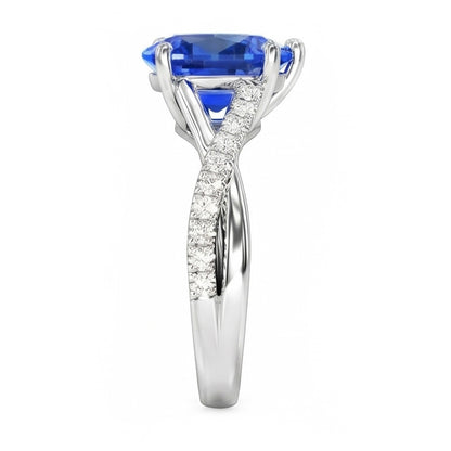 Blue Sapphire Natural Earth Mined Diamond Wedding Ring Jewelry Twist Style 2.50 Carats
