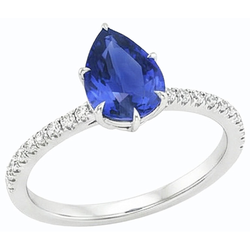Blue Sapphire Ring With Pave Set Natural Earth Mined Diamond Accents Gold 4.50 Carats