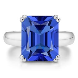 Natural Real ( Not Lab Grown )  Blue Sapphire Solitaire Engagement Emerald Ring 2 Carats Prong Set