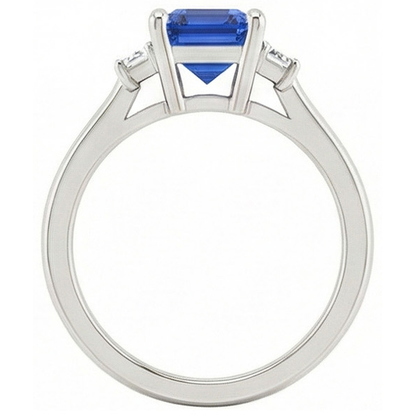 Natural Real ( Not Lab Grown )  Blue Sapphire Solitaire Ring 2 Carats Basket Set Emerald Cut Jewelry