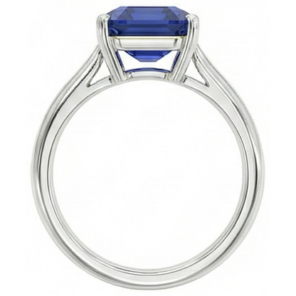 Natural Real ( Not Lab Grown )  Blue Sapphire Solitaire Ring Emerald Cut 1.50 Carats White Gold