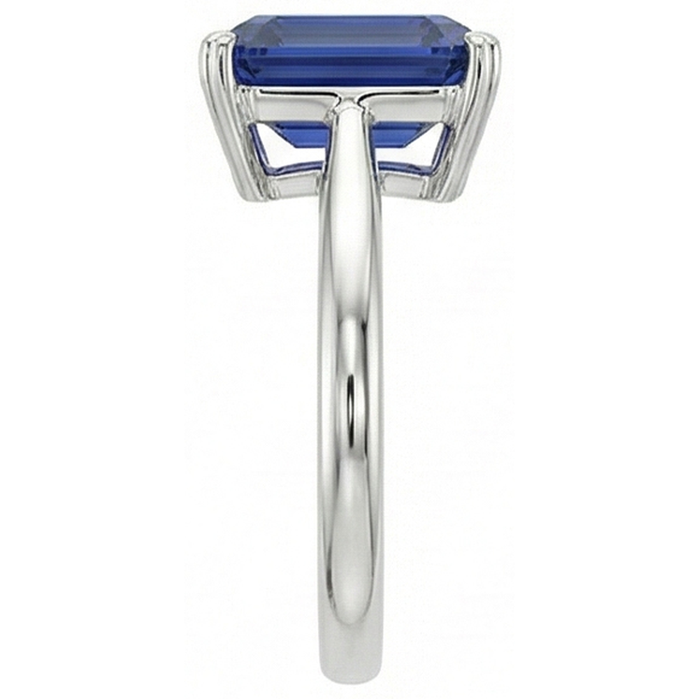 Natural Real ( Not Lab Grown )  Blue Sapphire Solitaire Ring Emerald Cut 1.50 Carats White Gold